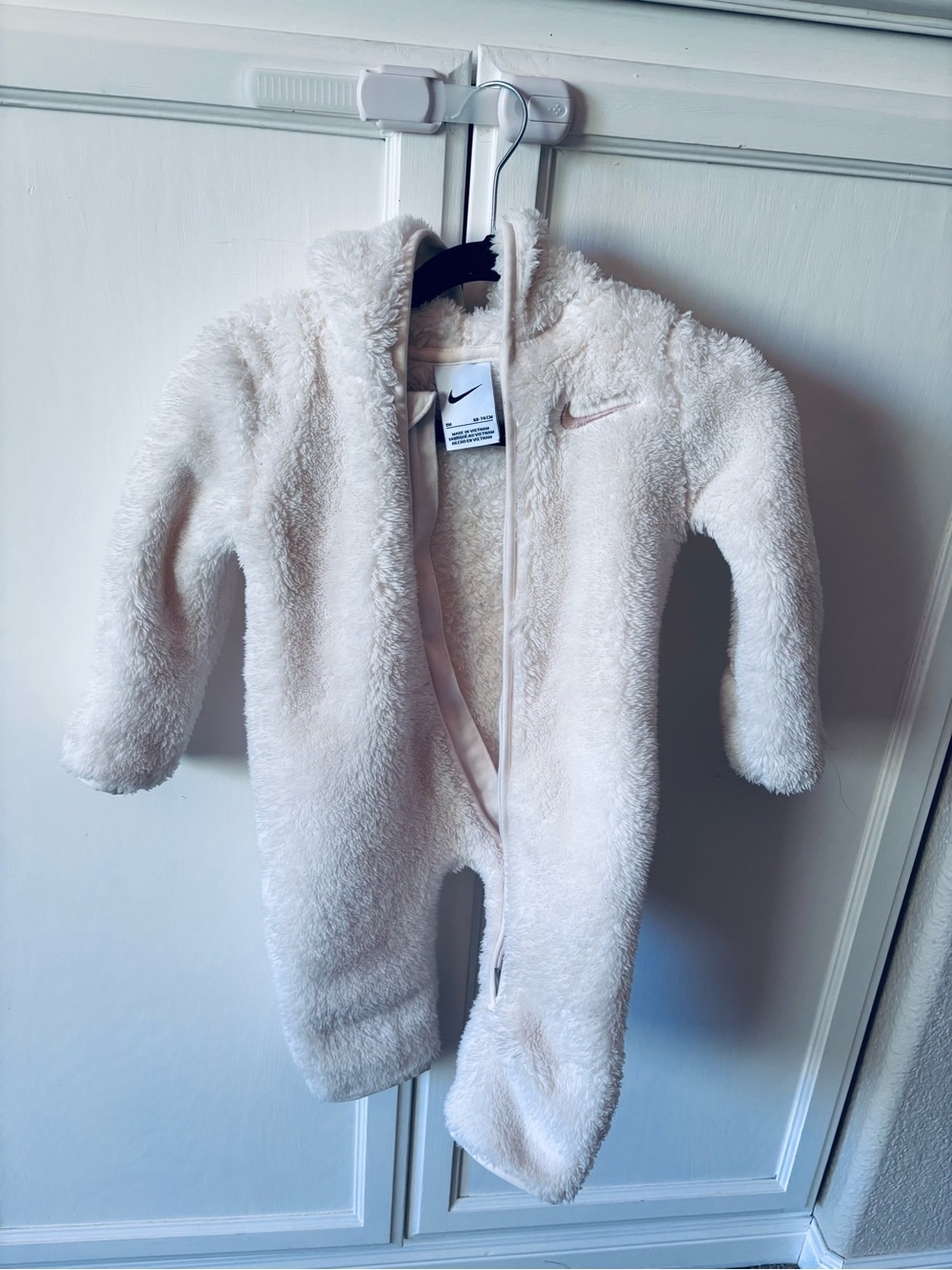 Nike Cream Plush Sherpa Baby Footie with Hood